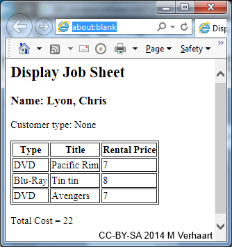 JavaScript DVD Case Study: Popup Window showing Rentals
