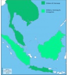 Image: Distribution of gibbons, siamangs, and orangutans. Original blank map from http://d-maps.com/pays.php?num_pay=67&lang=en modified to show distibution of the Southeast Asian great apes.