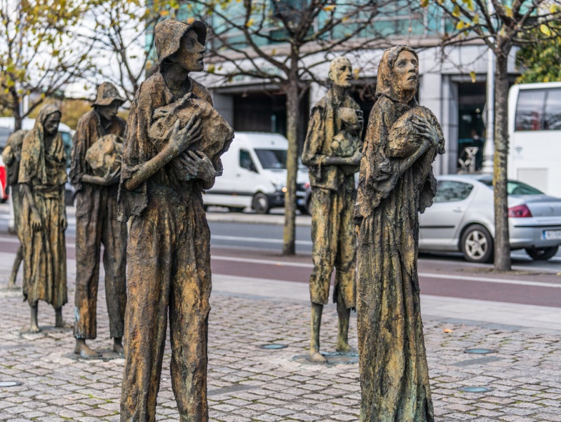 The Famine Memorial in the City Of Dublin. The Image depicts the Famine that took the lives of more than 1 million people in mid 19th throughout Ireland. Photo by William Murphy
