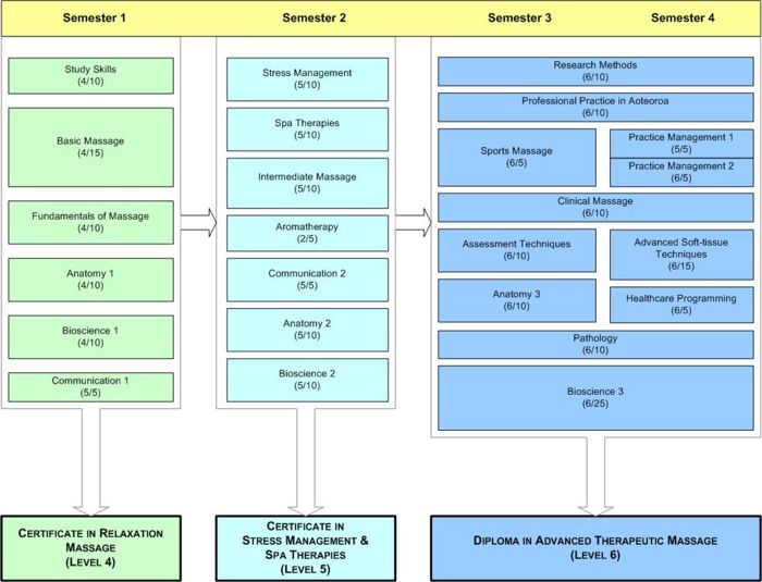 Structure of the Otago Polytechnic Massage Therapy programmes