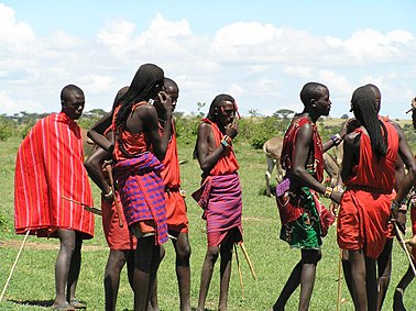 Картина: Молодые масаи мужчины