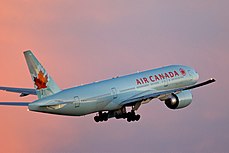 Air Canada Boeing 777-200LR Toronto takeoff.jpg
