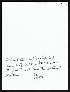 Image: Note by Francis Crick.