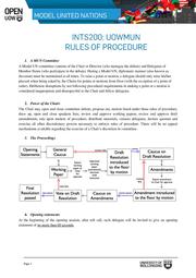 Rules of Procedure For UOW Model United Nations
