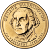 Gold coin with bust of Washington facing left