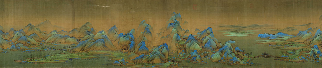 Panorama of a section of A Thousand Li of Mountains and Rivers, by Wang Ximeng from the 12th-century Song Dynasty