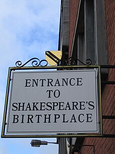 Entrance to Shakespeare's Birthplace sign-13Feb2005.jpg