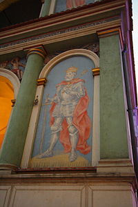 A picture in the wall of City hall in Poznań.JPG