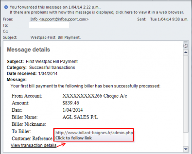 A phishing email