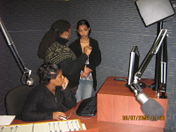 At NFM radio studios in Okiep