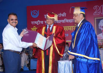 Receiving the Award and Citation during February 2009 IGNOU 20th Convocation