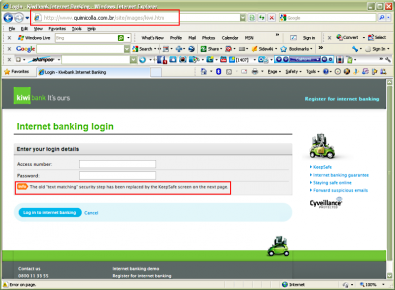 Phishing web site : note URL and how they cleverly change the security method on the following screen)