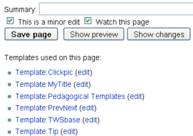 Location of the list of templates used a page.