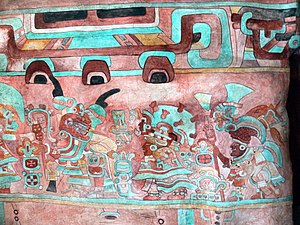 Zapotec Mural painting in Monte Alban.