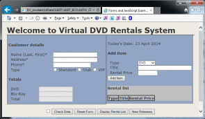 Initial DVD Rentals form